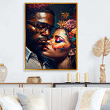 Loving Couple Kissing Floral Design III