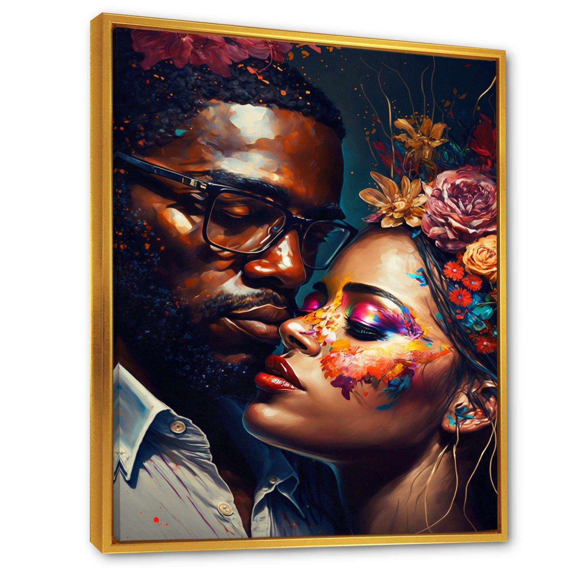 Loving Couple Kissing Floral Design III