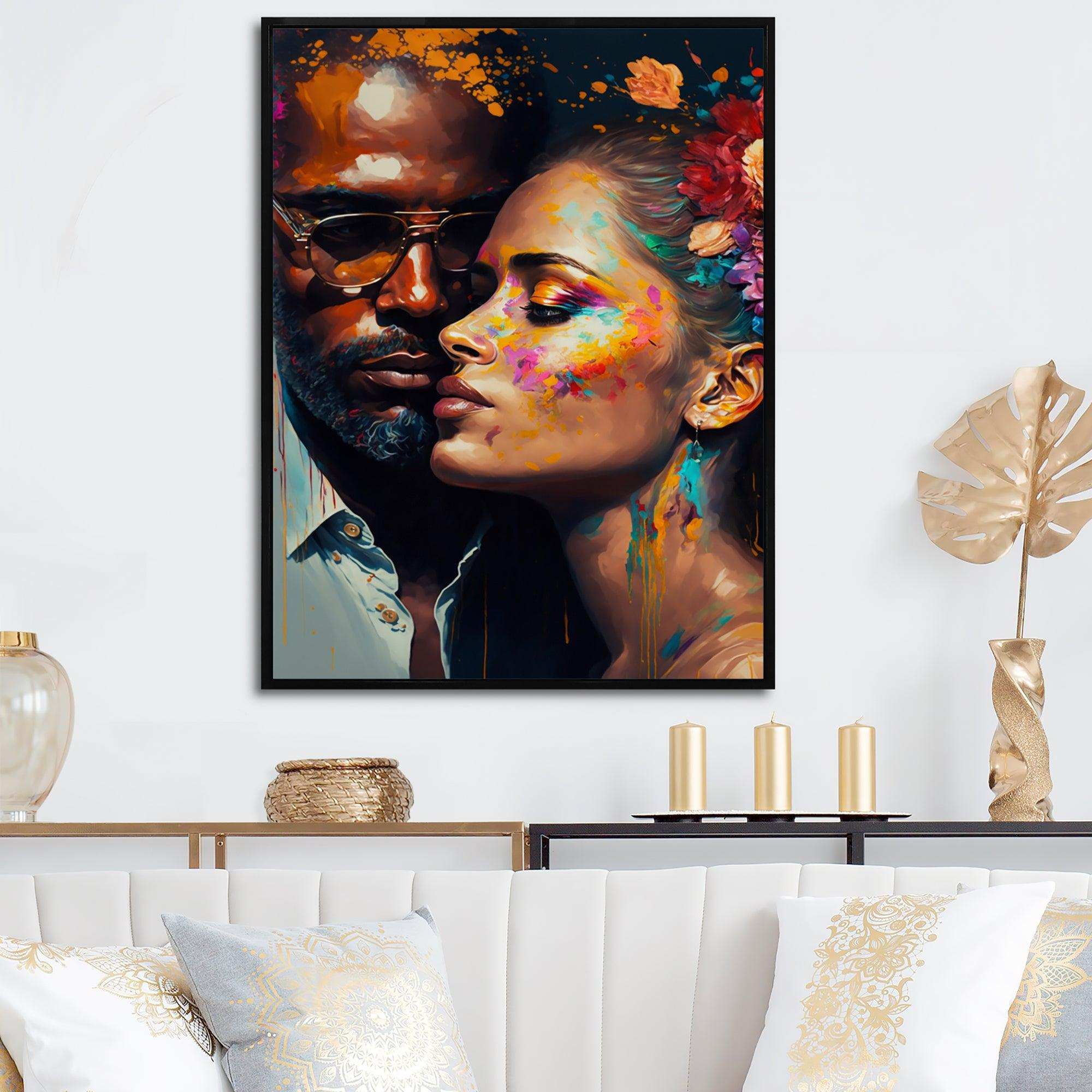Loving Couple Kissing Floral Design IV