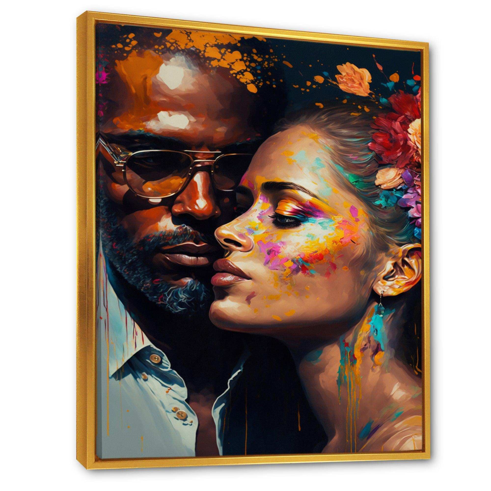 Loving Couple Kissing Floral Design IV