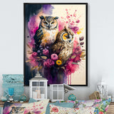 Cute Owls Floral Art I