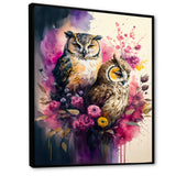 Cute Owls Floral Art I