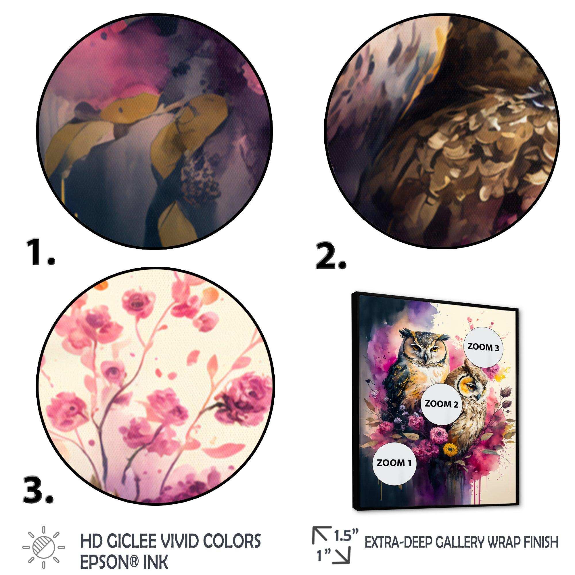 Cute Owls Floral Art I