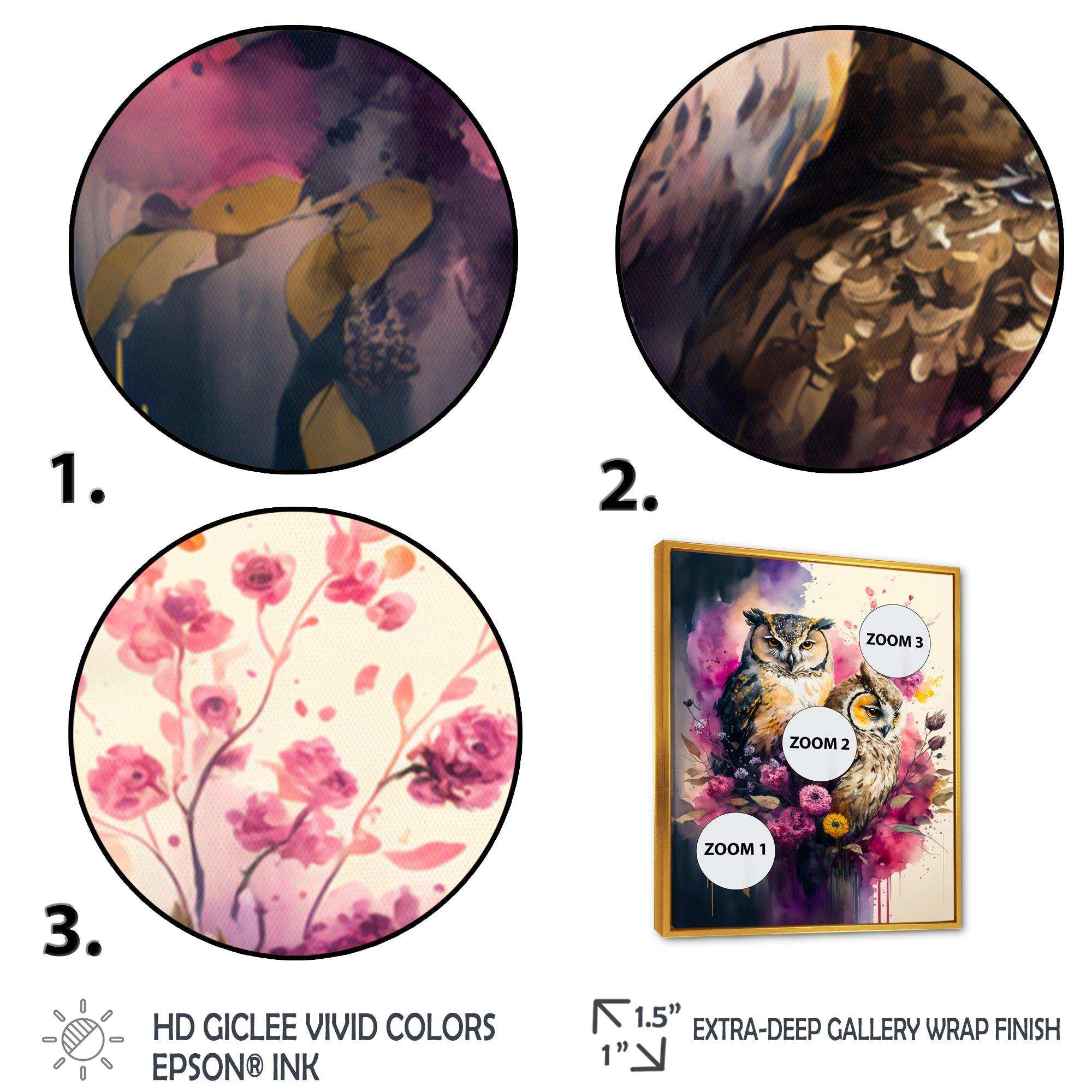 Cute Owls Floral Art I