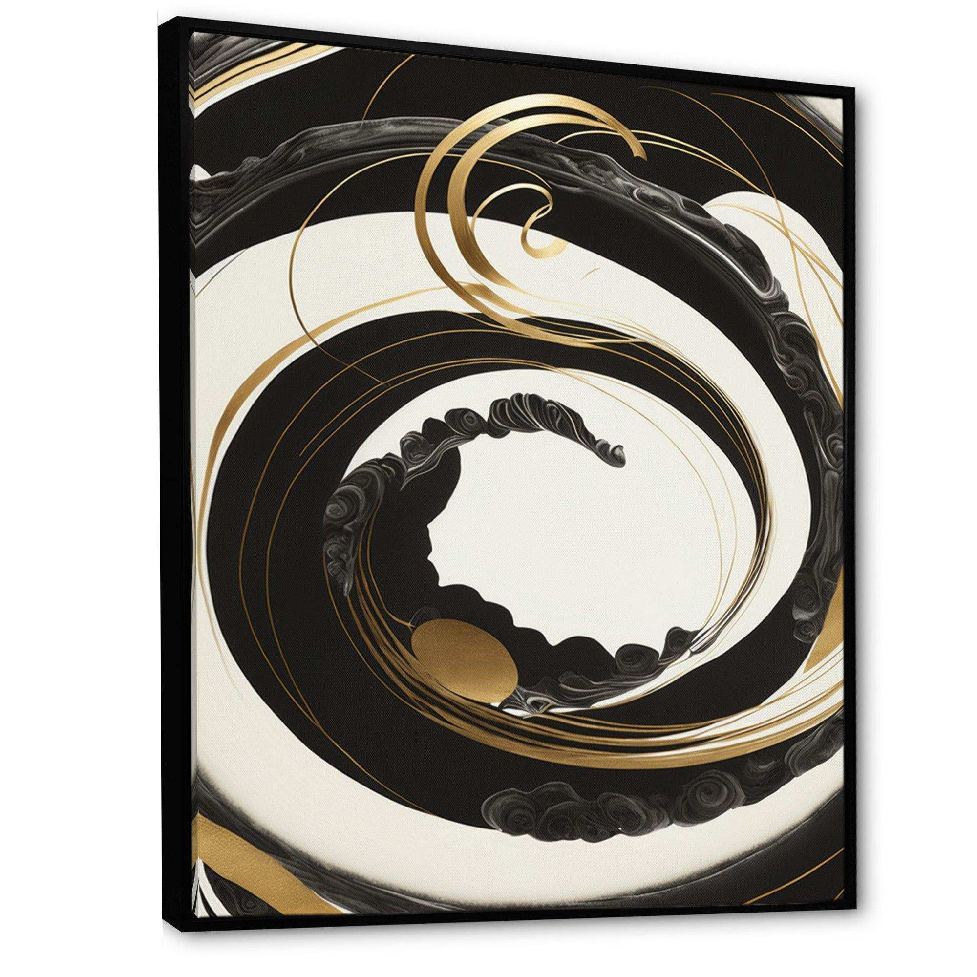 Black, Silver And Gold Blending Swirls VI - Modern Bedroom Wall Art