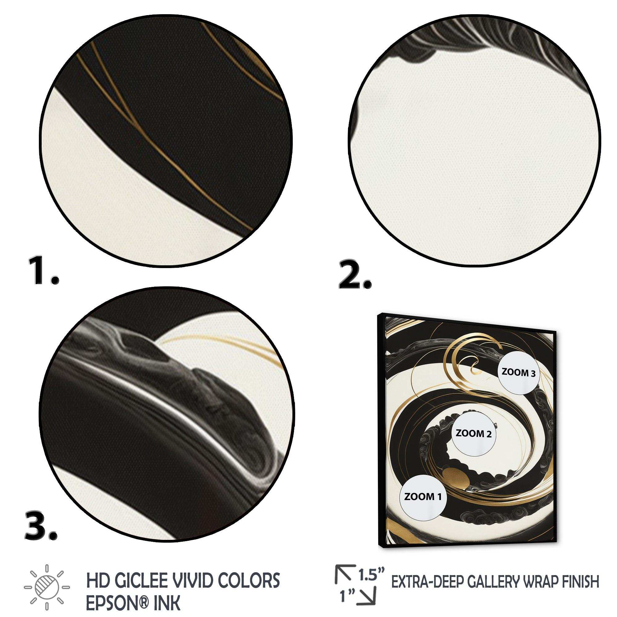 Black, Silver And Gold Blending Swirls VI - Modern Bedroom Wall Art