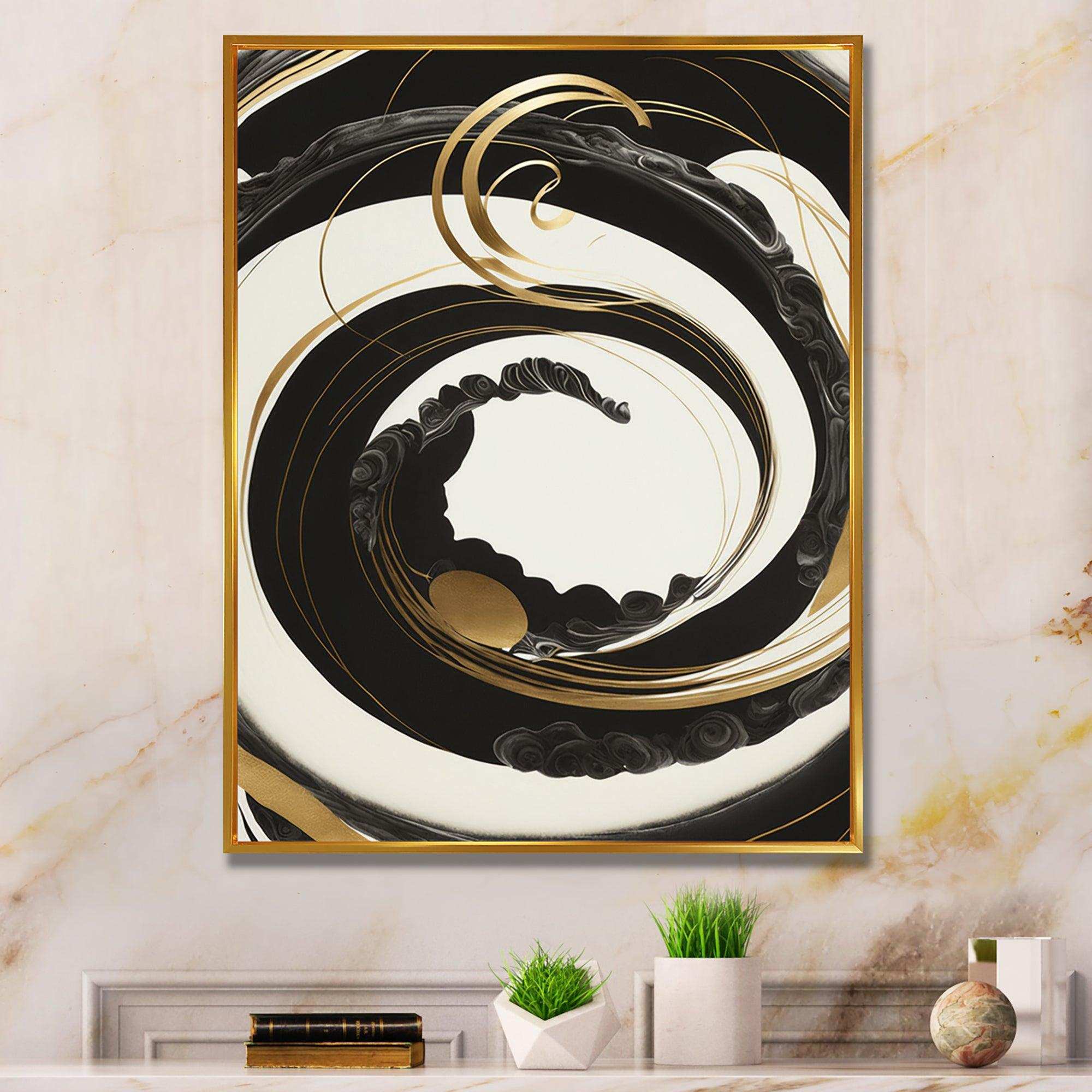 Black, Silver And Gold Blending Swirls VI - Modern Bedroom Wall Art