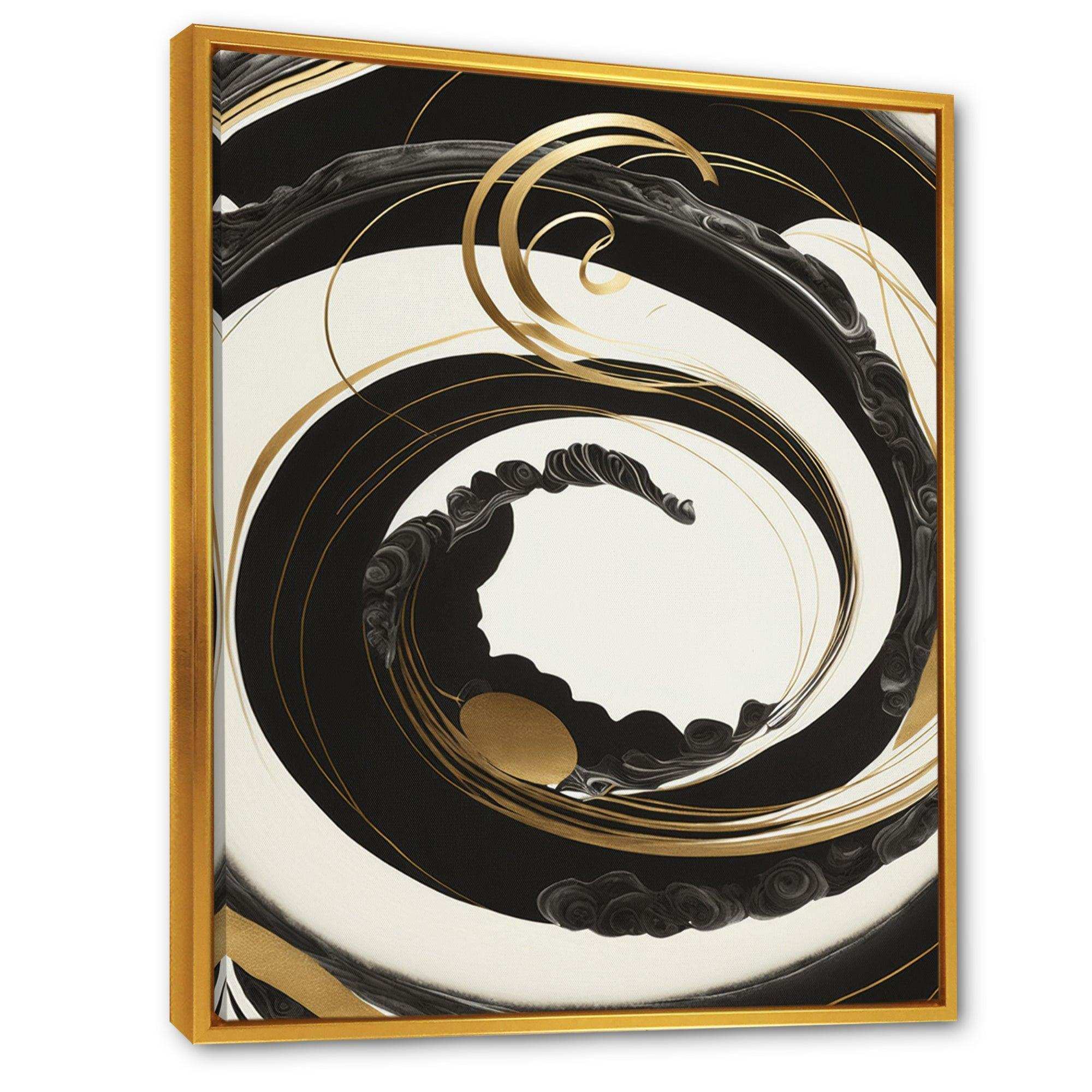Black, Silver And Gold Blending Swirls VI - Modern Bedroom Wall Art
