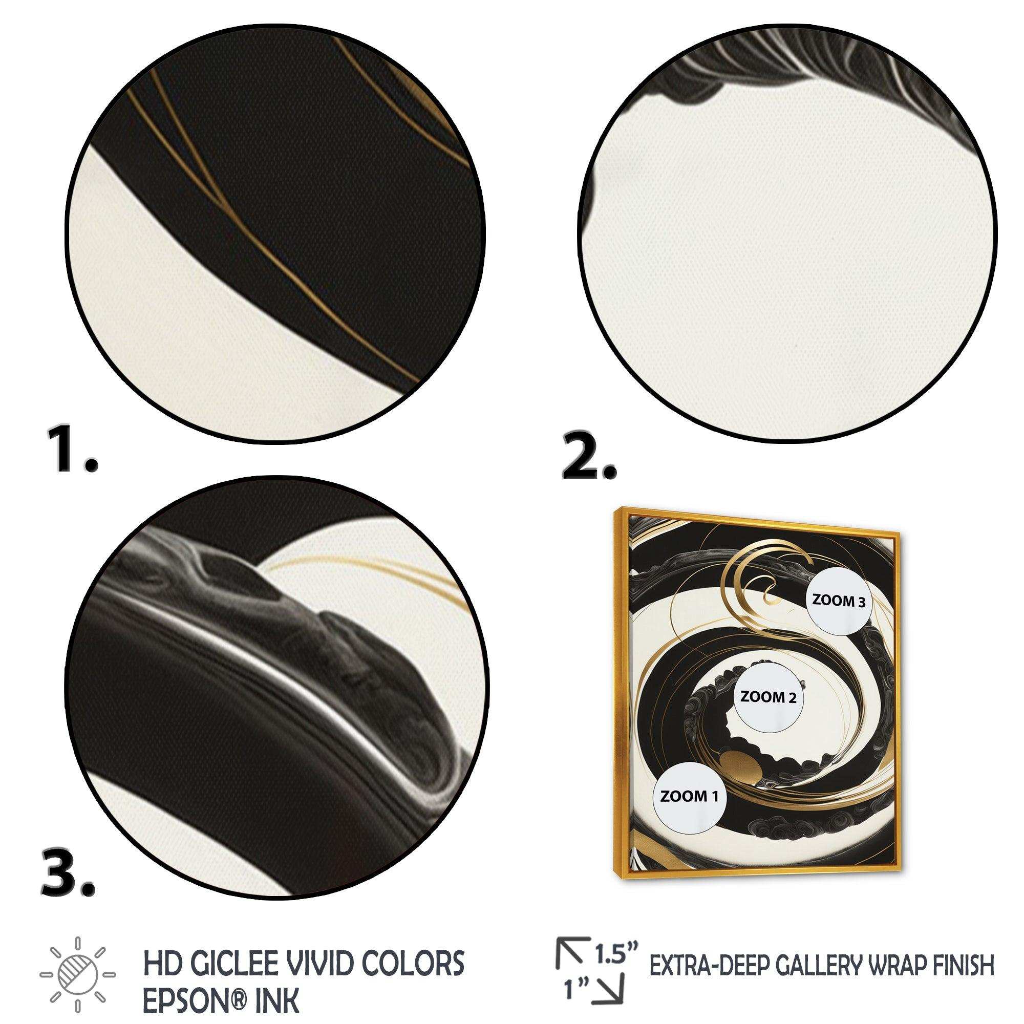 Black, Silver And Gold Blending Swirls VI - Modern Bedroom Wall Art
