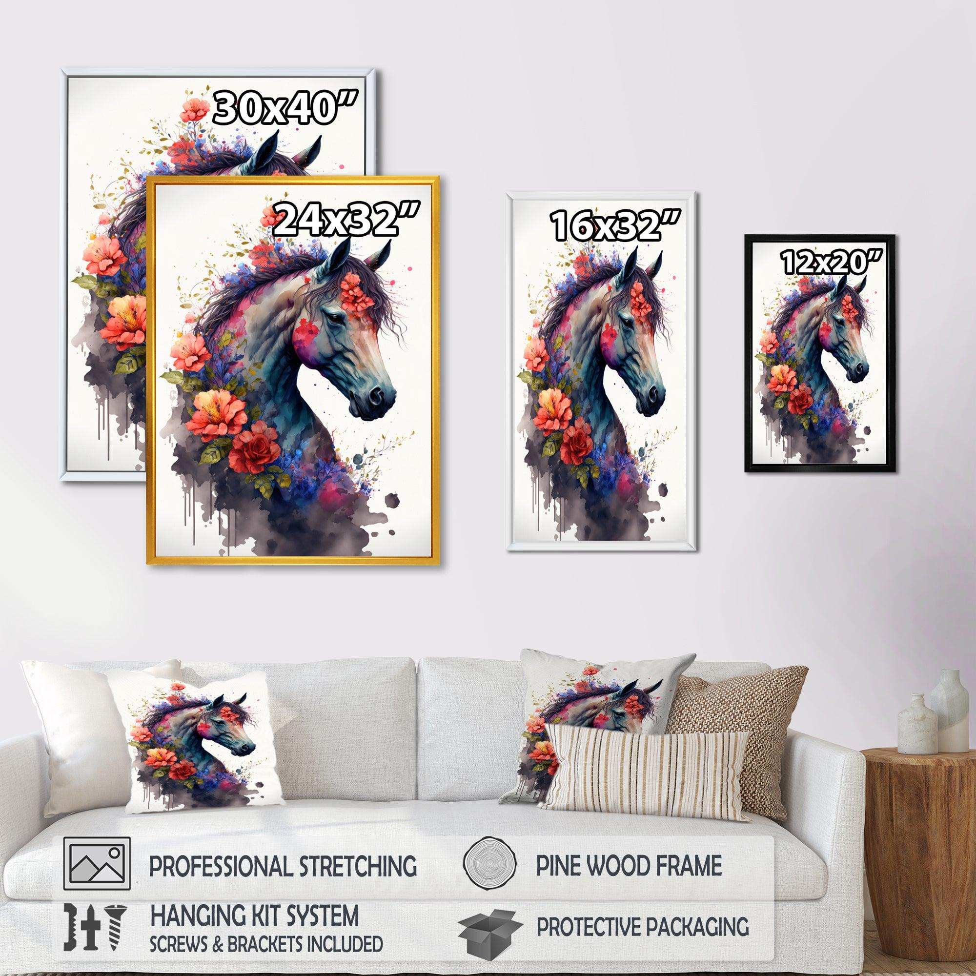 Cute Horse Floral Art I