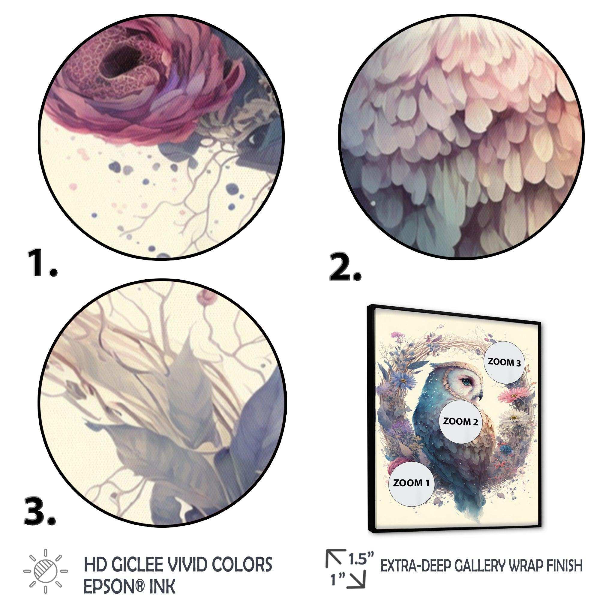 Cute Owls Floral Art III