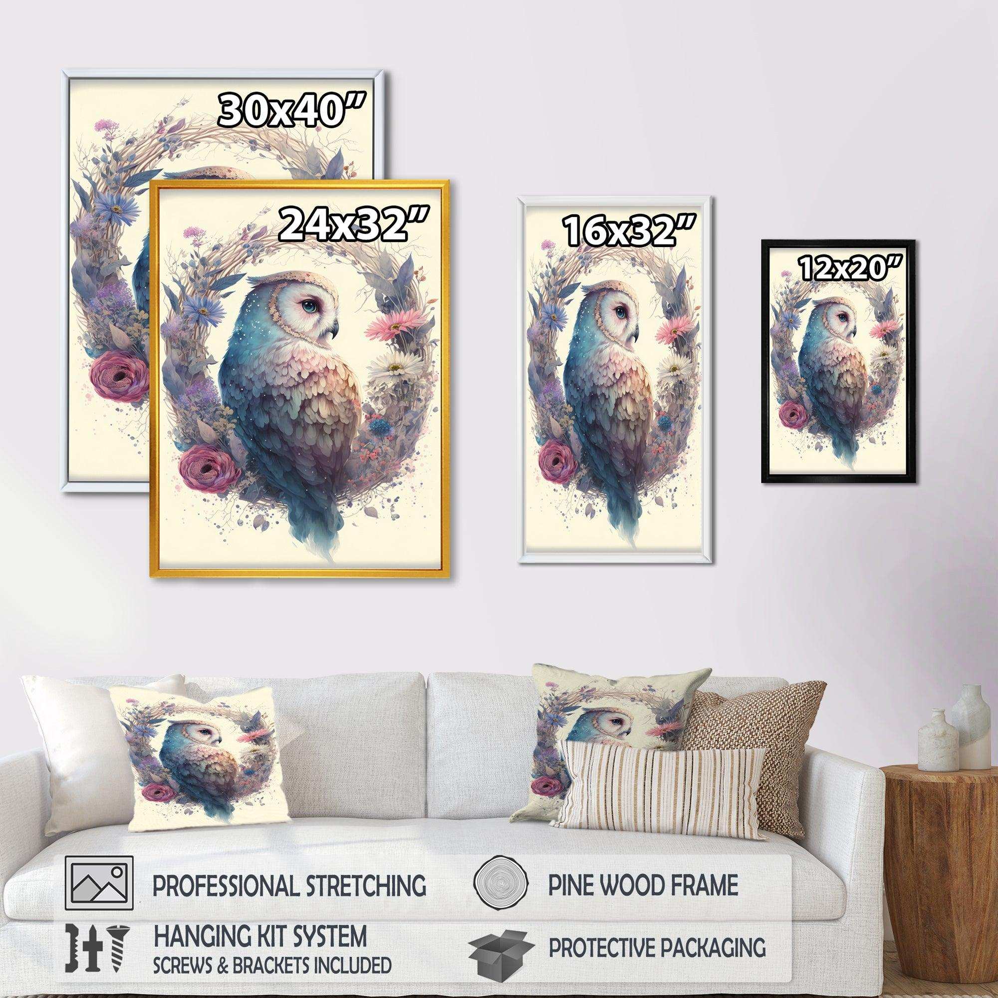 Cute Owls Floral Art III