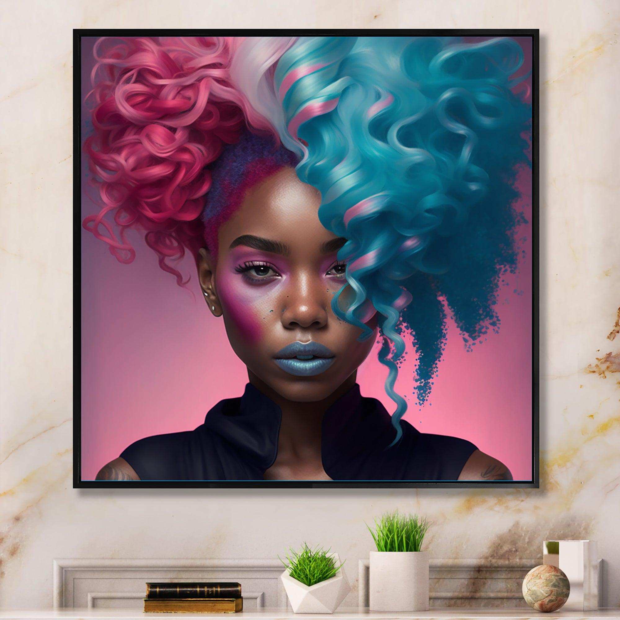 Hip Hop Girl With Pink And Blue Hair V