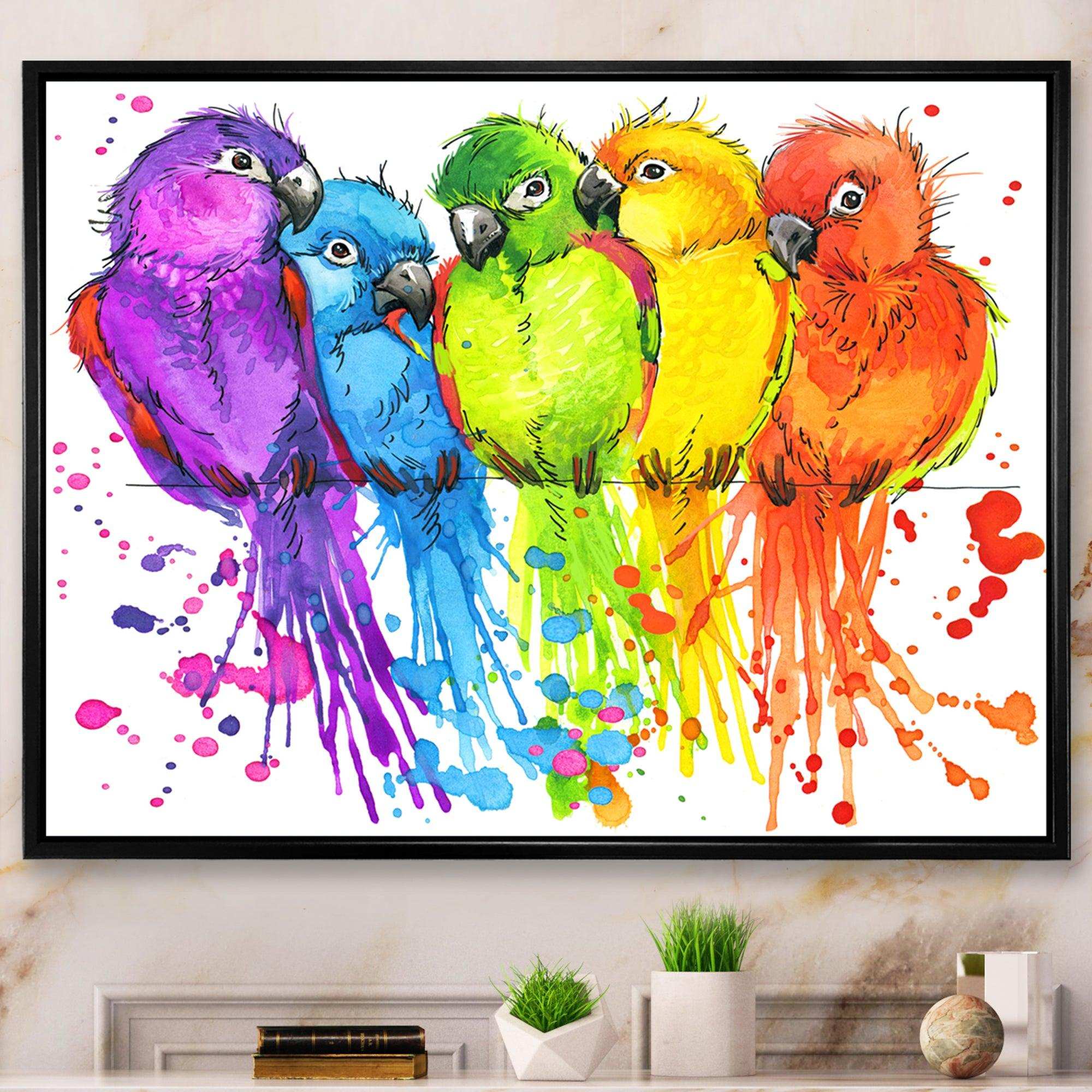 Colorful Parrots - Traditional Living Room Wall Decor