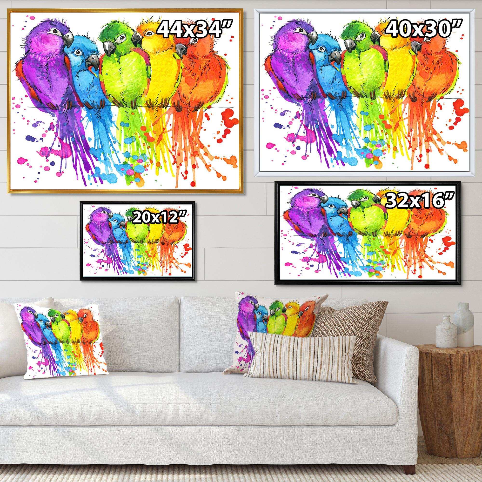 Colorful Parrots - Traditional Living Room Wall Decor