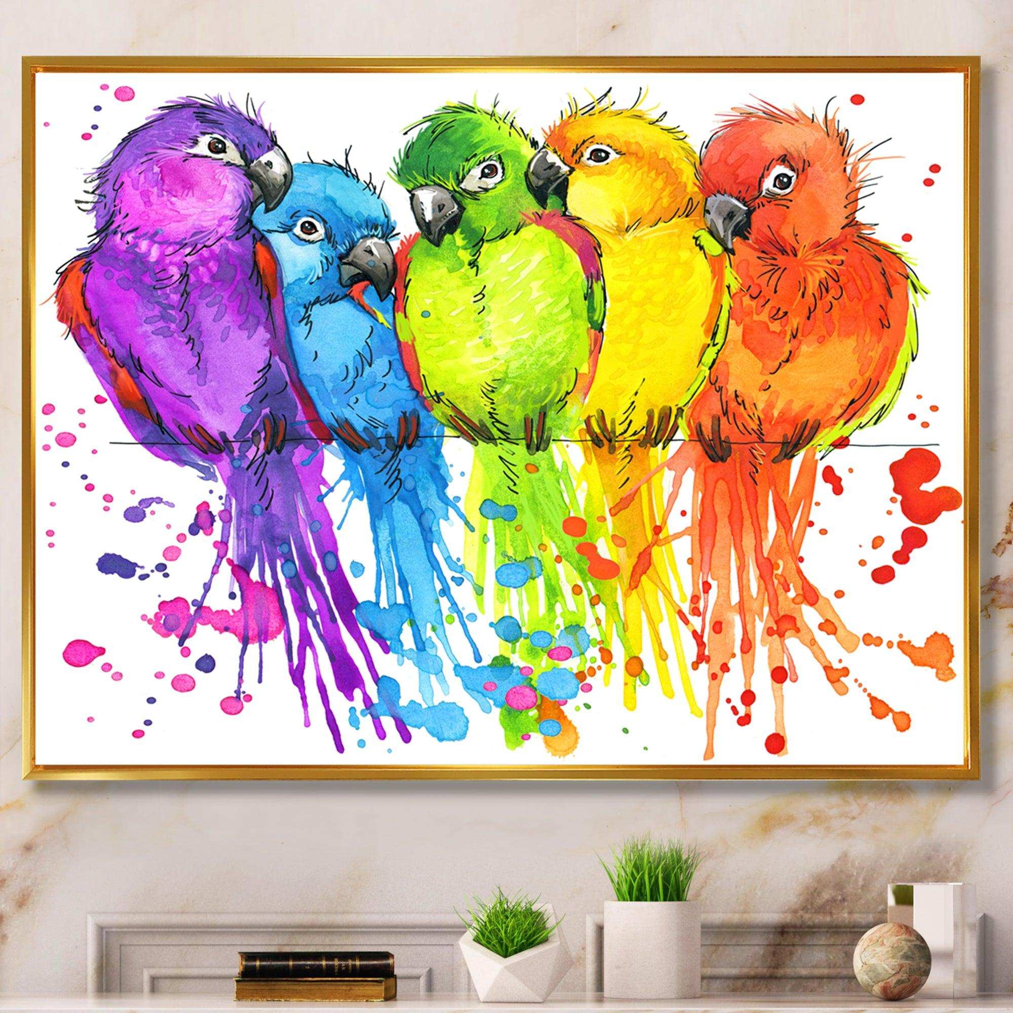 Colorful Parrots - Traditional Living Room Wall Decor