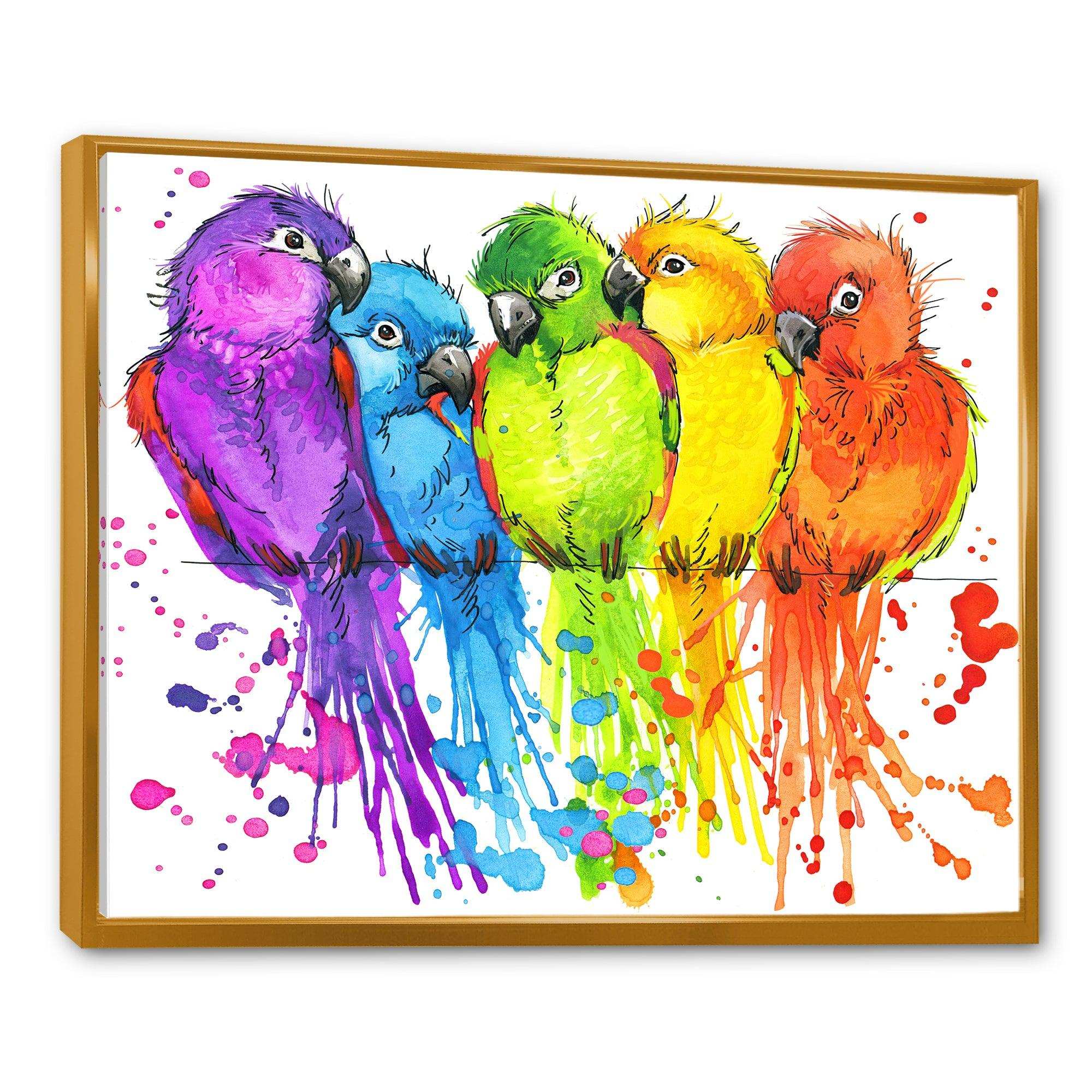 Colorful Parrots - Traditional Living Room Wall Decor