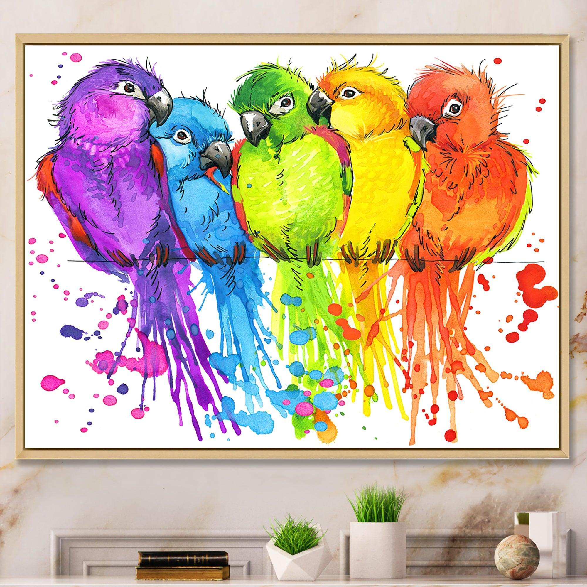 Colorful Parrots - Traditional Living Room Wall Decor