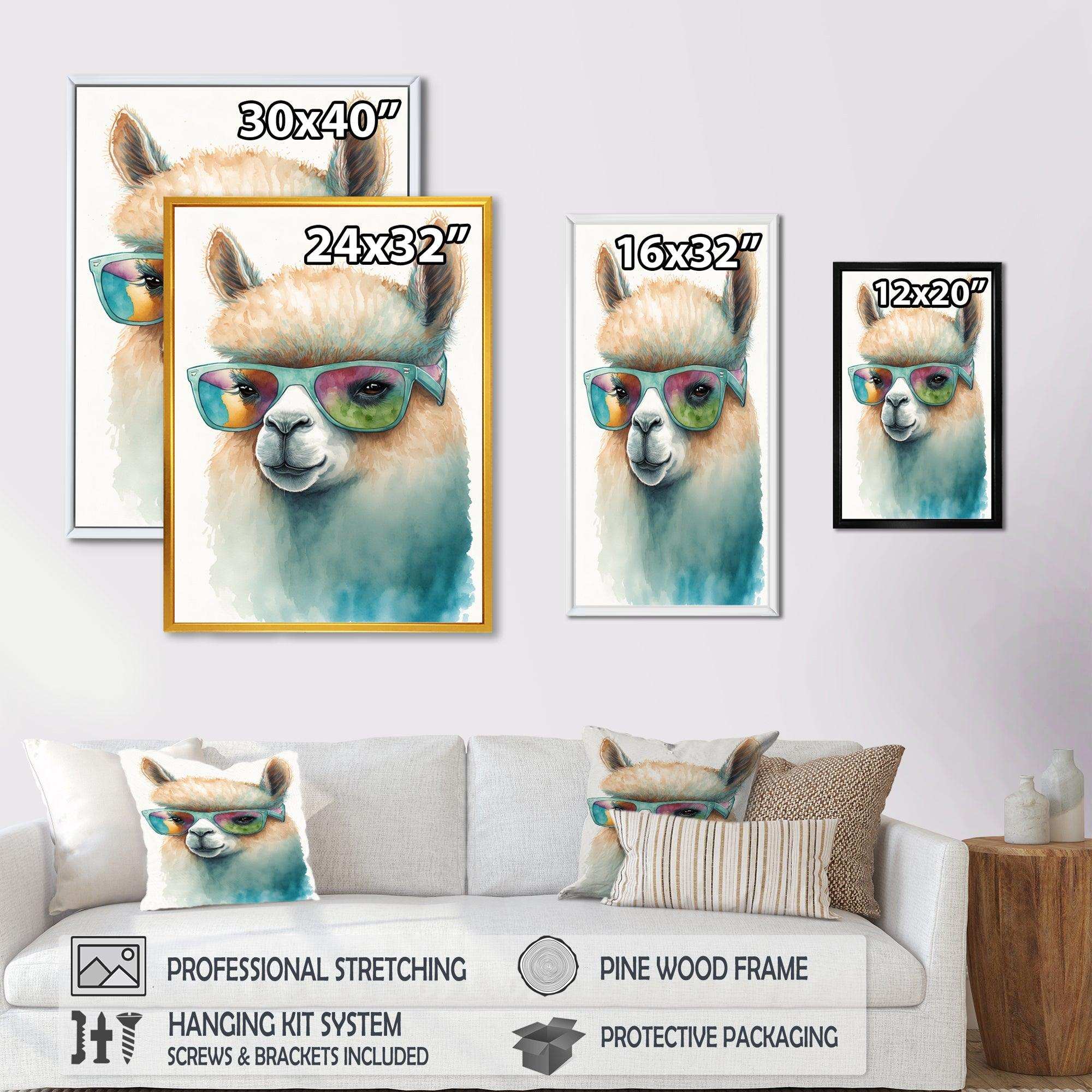 Cool Alpaca With Sunglasses Watercolour III
