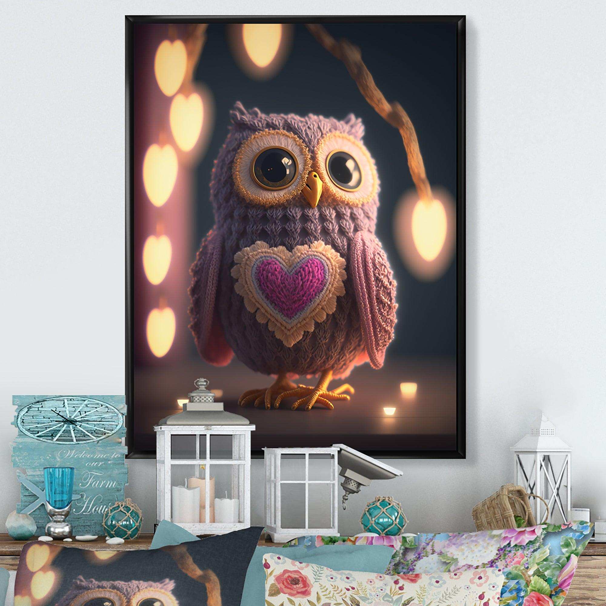 Cute Knitted Valentine Heart Owl I