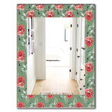 Green Flowers 1' Traditional Mirror - Oval or Round Wall Mirror