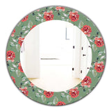 Green Flowers 1' Traditional Mirror - Oval or Round Wall Mirror