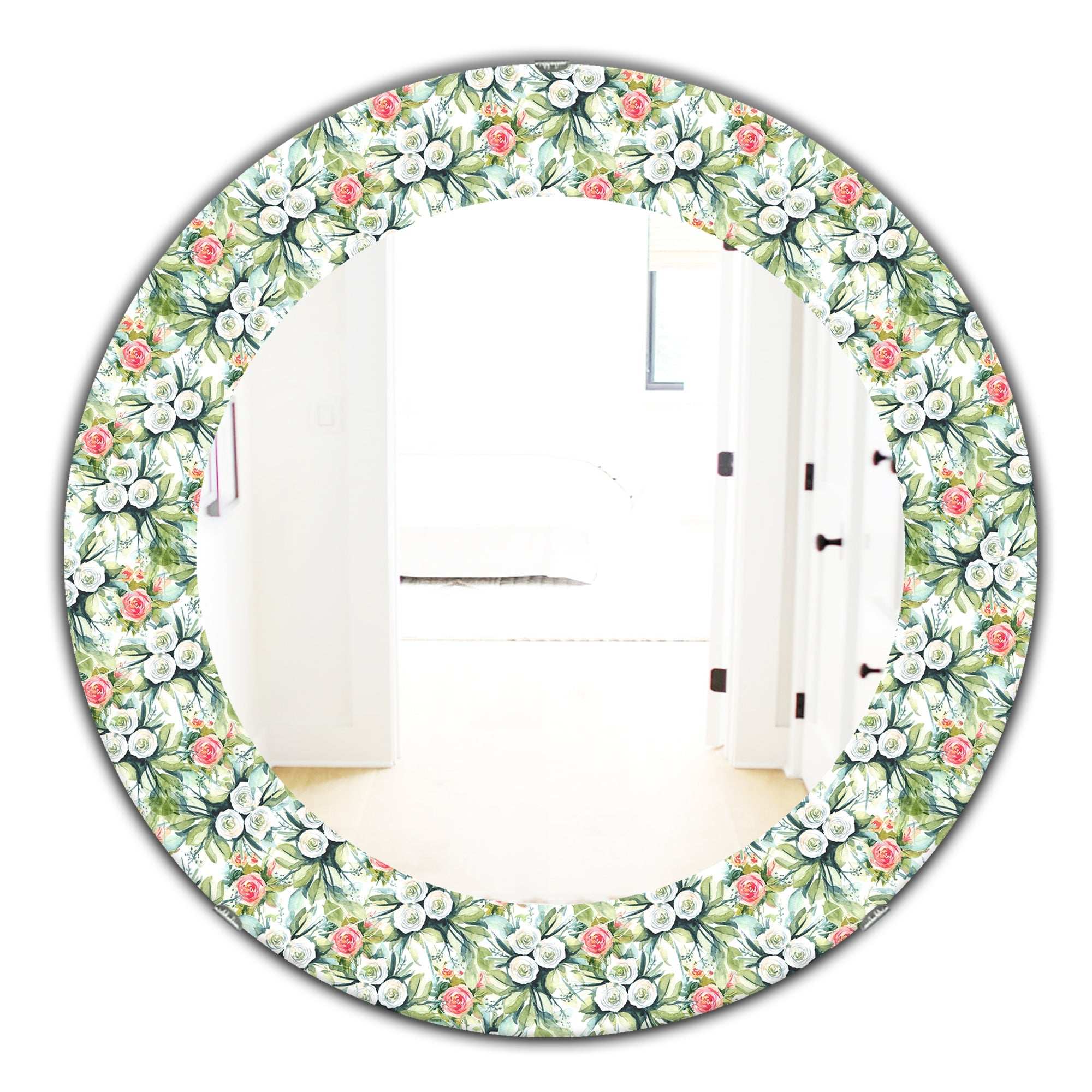 Green Flowers 10' Traditional Mirror - Oval or Round Wall Mirror