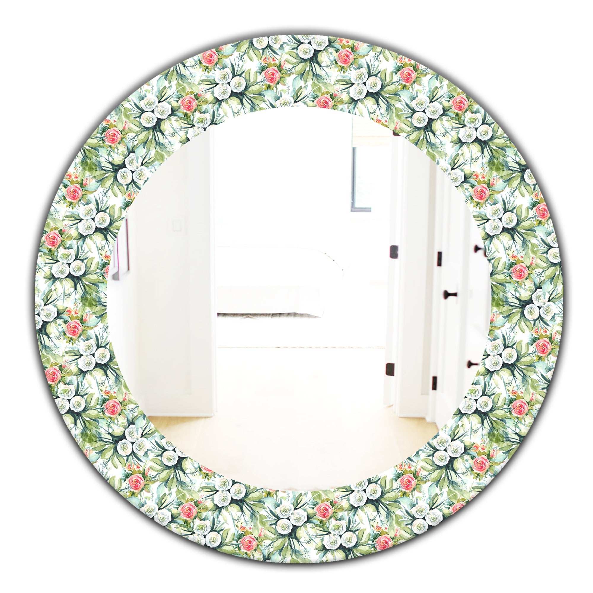 Green Flowers 10' Traditional Mirror - Oval or Round Wall Mirror
