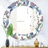 Tropical Mood Blue 1' Bohemian and Eclectic Mirror - Oval or Round Wall Mirror