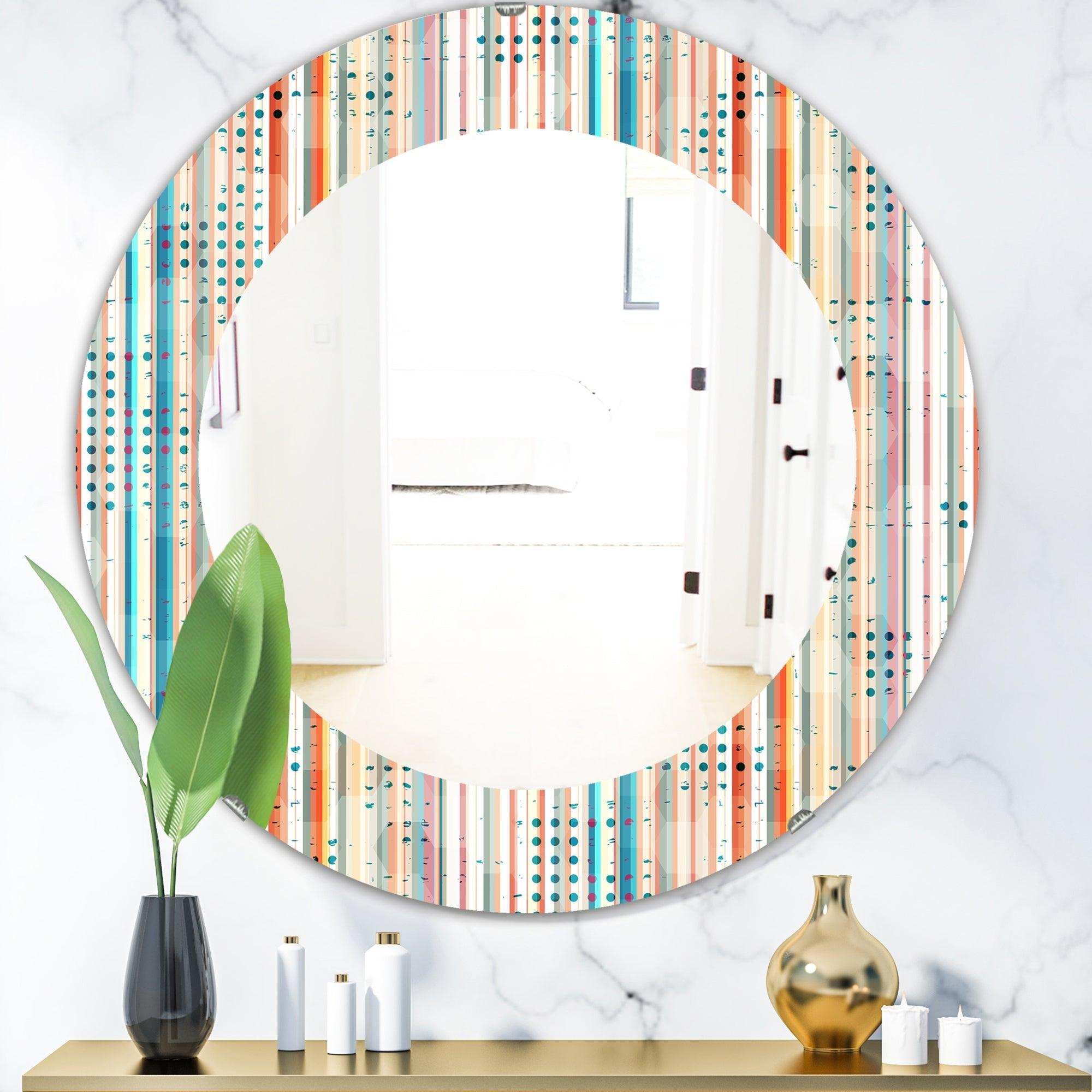 Grunge Line' Mid-Century Mirror - Oval or Round Wall Mirror