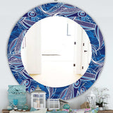 Blue Pattern With Fantastic Fishes' Traditional Mirror - Oval or Round Wall Mirror