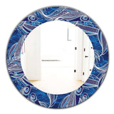 Blue Pattern With Fantastic Fishes' Traditional Mirror - Oval or Round Wall Mirror