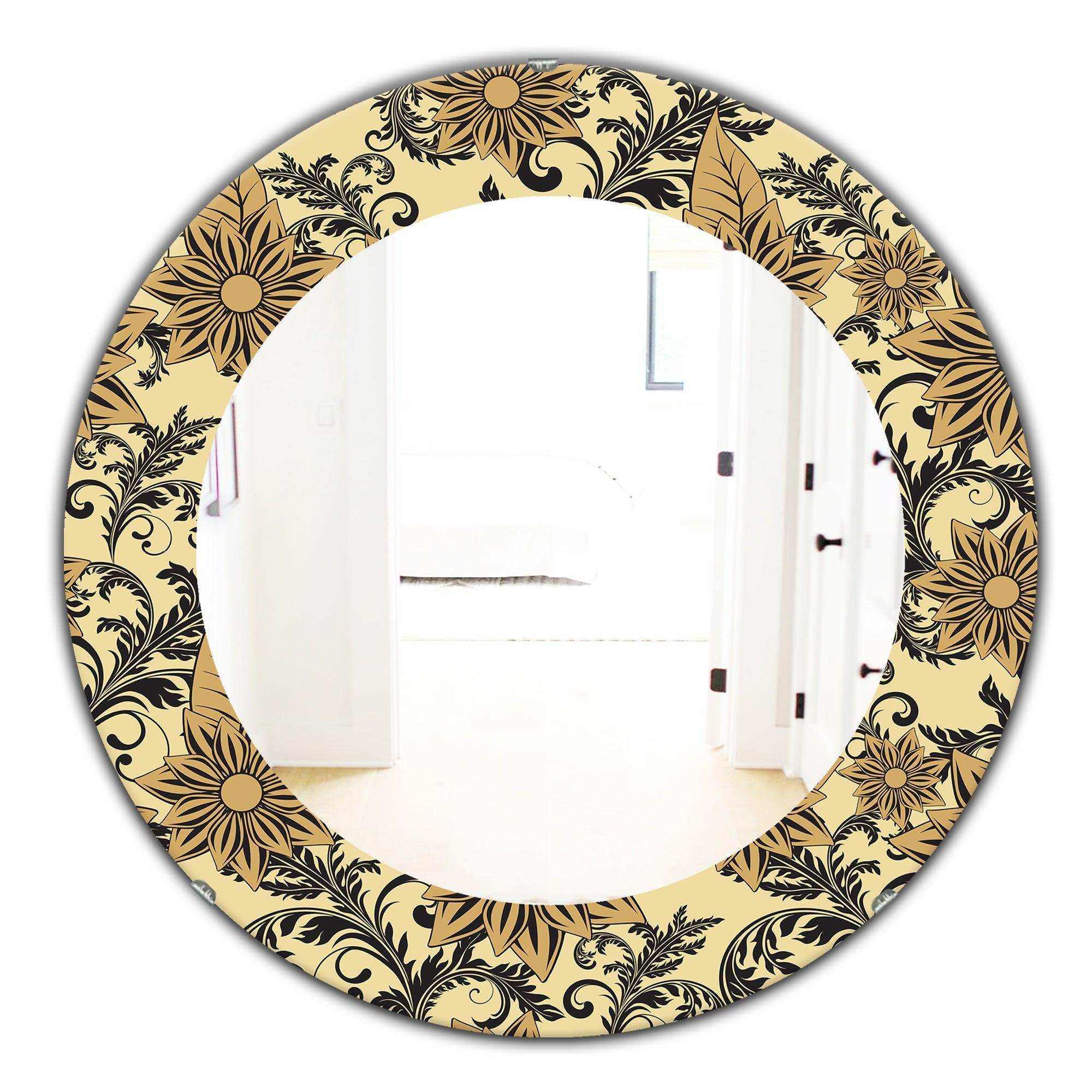 Floral' Mid-Century Mirror - Oval or Round Wall Mirror