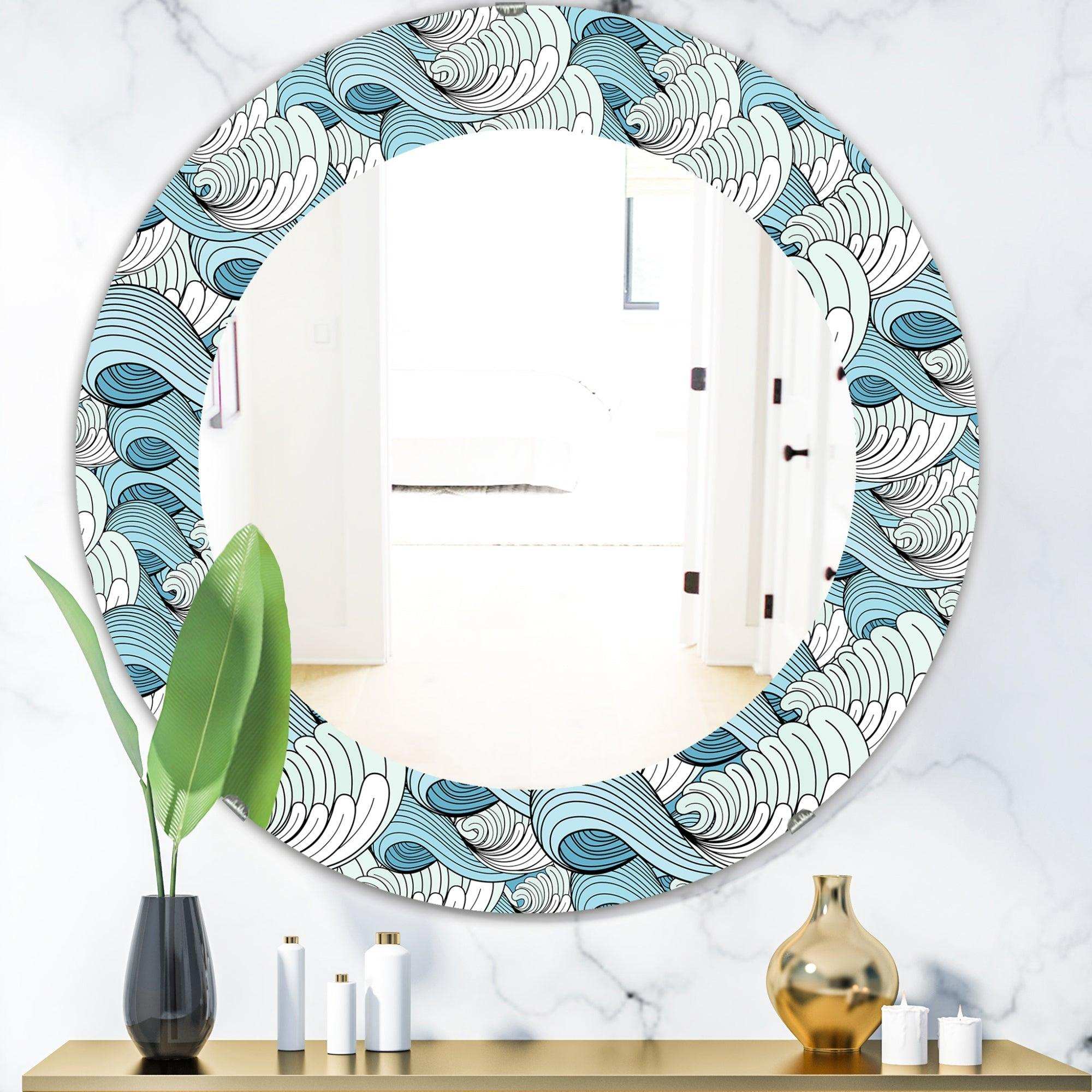 Great Wave Inspiration' Traditional Mirror - Oval or Round Wall Mirror
