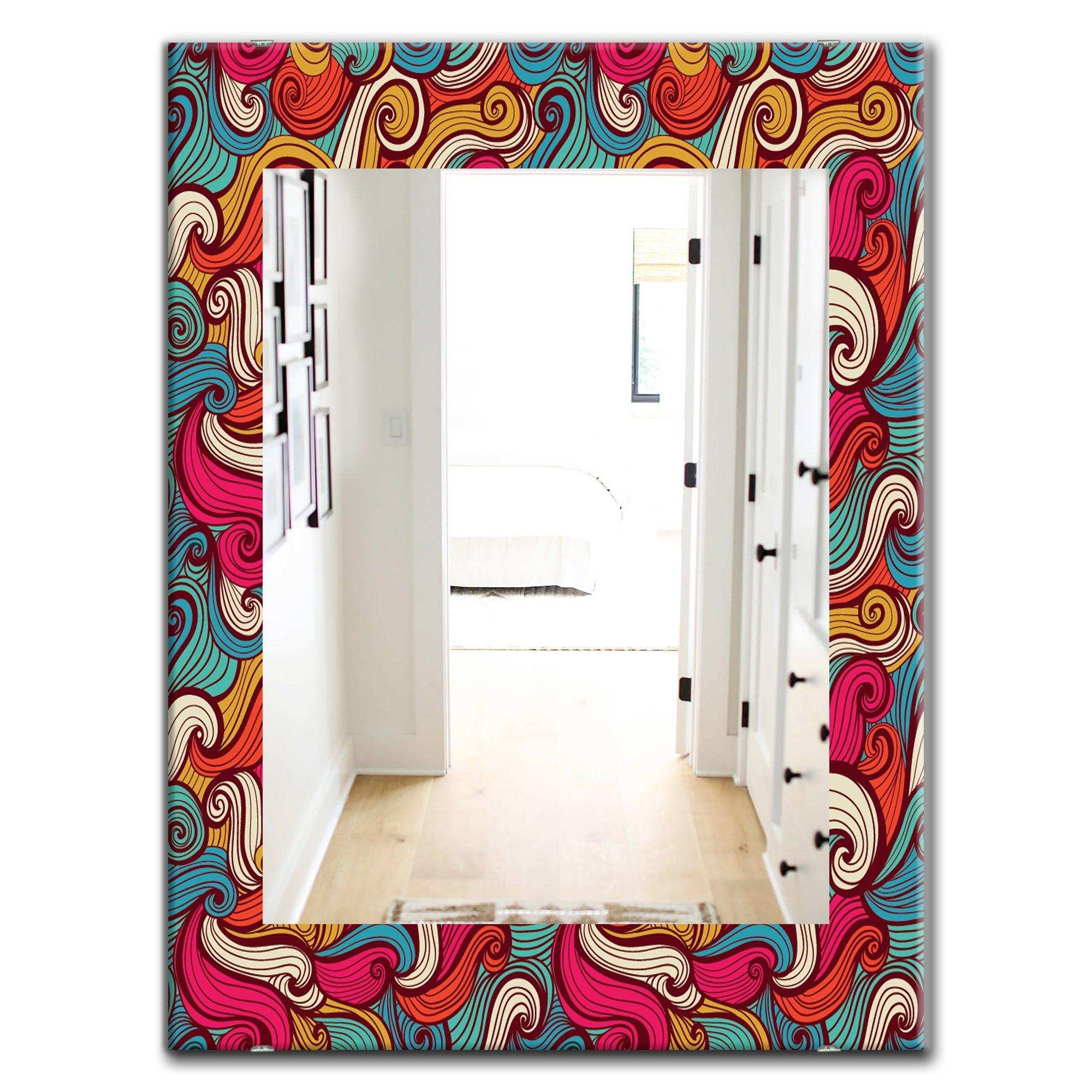 Color Waves Pattern' Traditional Mirror - Oval or Round Wall Mirror