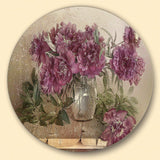 Bouquet of Pink Peonies - Floral Round Metal Wall Art