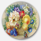 Bunch of Flowers and Fruits - Floral Round Metal Wall Art
