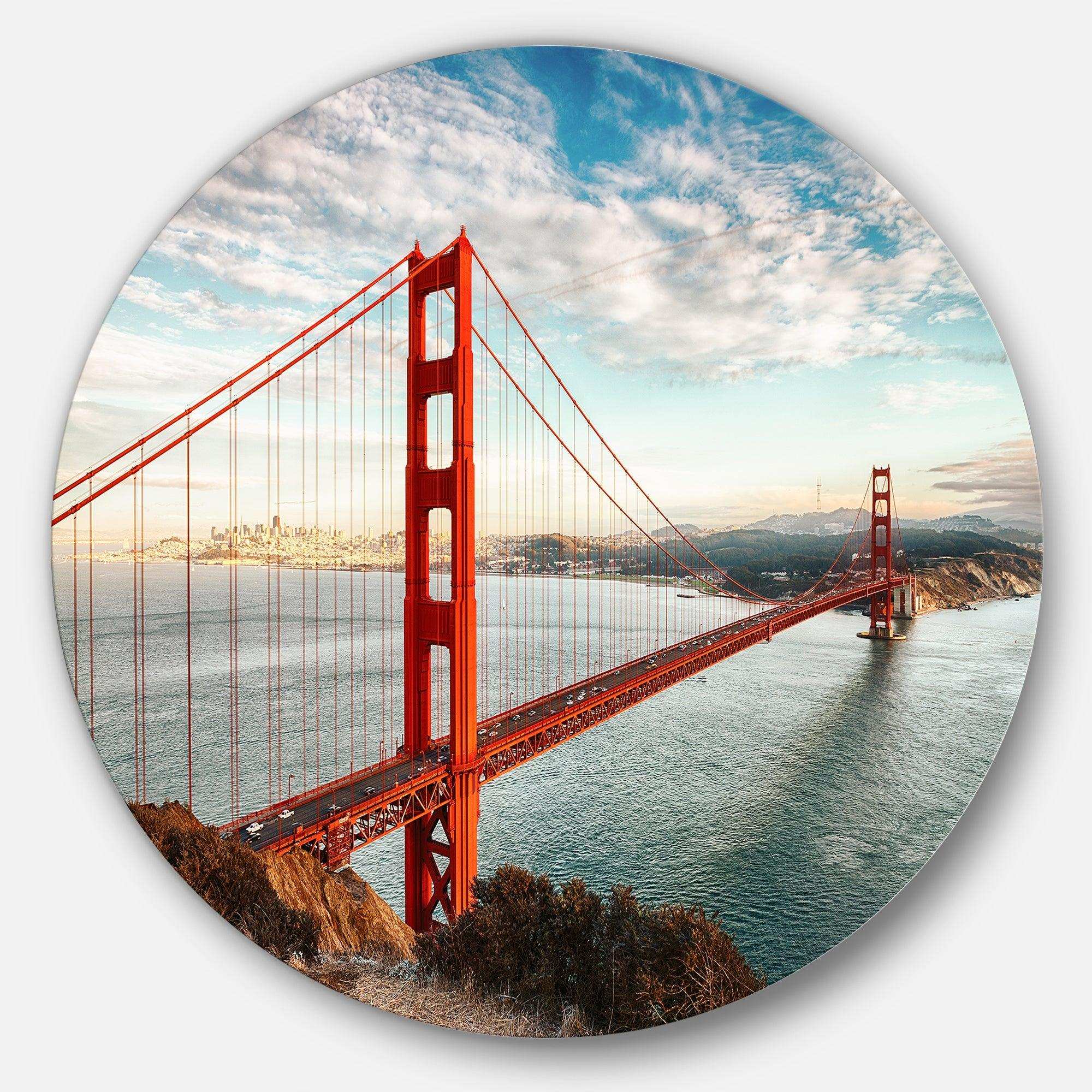 Golden Gate Bridge in San Francisco - Coastal Metal Circle Wall Art