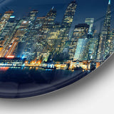 San Francisco Skyline at Night - Architecture Round Metal Wall Art