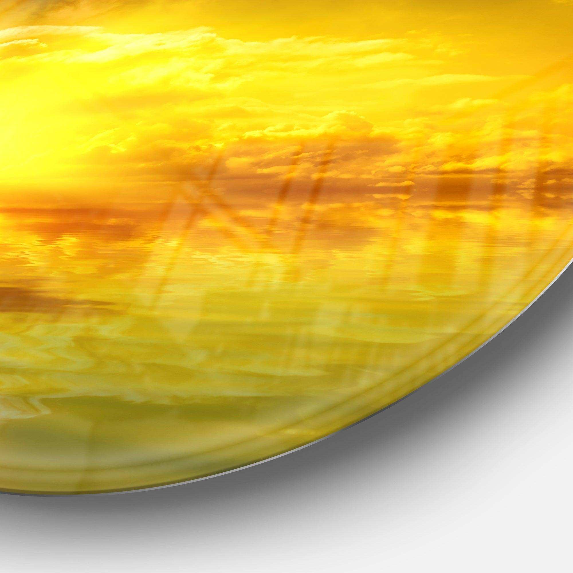 Red Dramatic Sky with Yellow Sun - Landscape Circle Metal Wall Decor