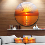Orange Sea Sunrise under Blue Sky - Sea & Shore Metal Circle Wall Art