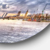 London Skyline and River Thames - Architecture Round Metal Wall Art