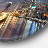 Philadelphia Skyline at Night - Architecture Circle Metal Wall Decor