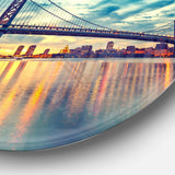 Ben Franklin Bridge in Philadelphia - Architecture Metal Circle Wall Art