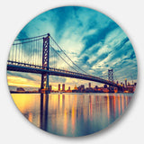 Ben Franklin Bridge in Philadelphia - Architecture Metal Circle Wall Art