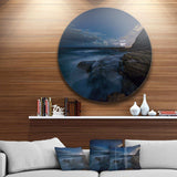 Rocky Blue Ocean at Nighttime - Sea & Shore Metal Circle Wall Art