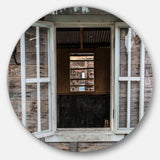 Wooden Walls and Windows - Landscape Round Metal Wall Art
