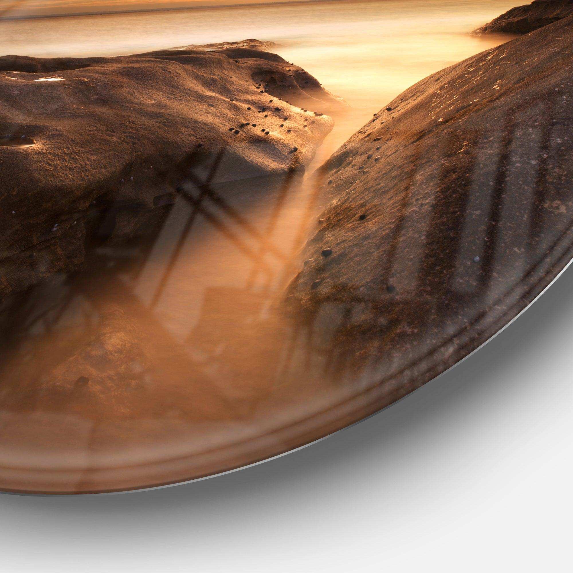 Large Rocks at La Perouse Bridge - Sea & Shore Metal Circle Wall Art