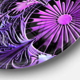 Embossed Purple Floral Shapes - Floral Round Metal Wall Art