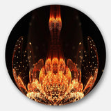 Bright Orange Glossy Fractal Flower - Floral Circle Metal Wall Decor